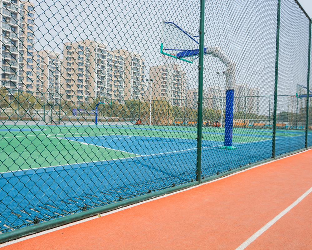 basketball-court-with-wire-fence-around